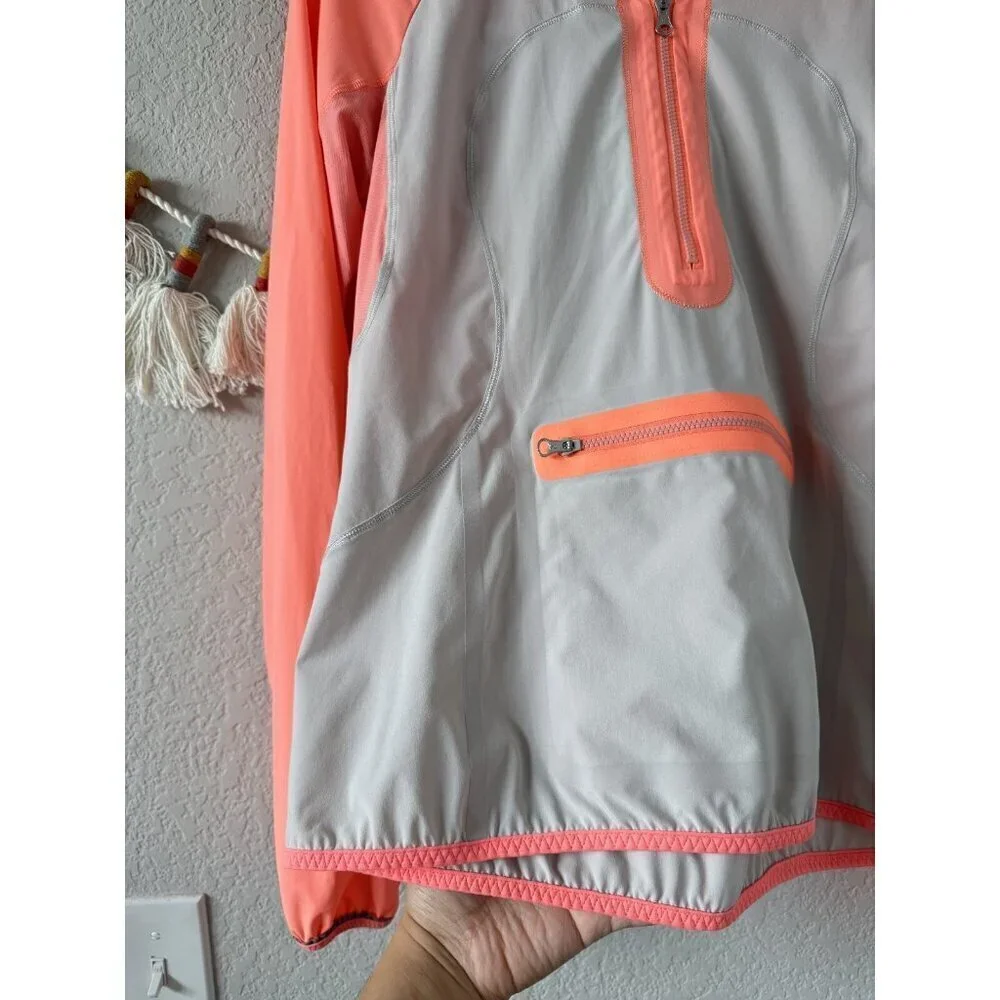 Lululemon Run Stash & Dash Half Zip Pullover Reflective Loose Fit Pop Orange 4